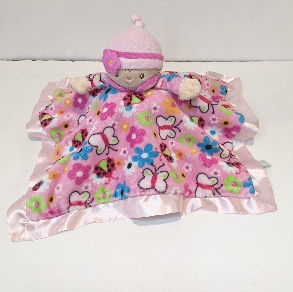 Douglas Baby Pink Girl Doll Security Blanket Baby Lovey Floral Butterflies